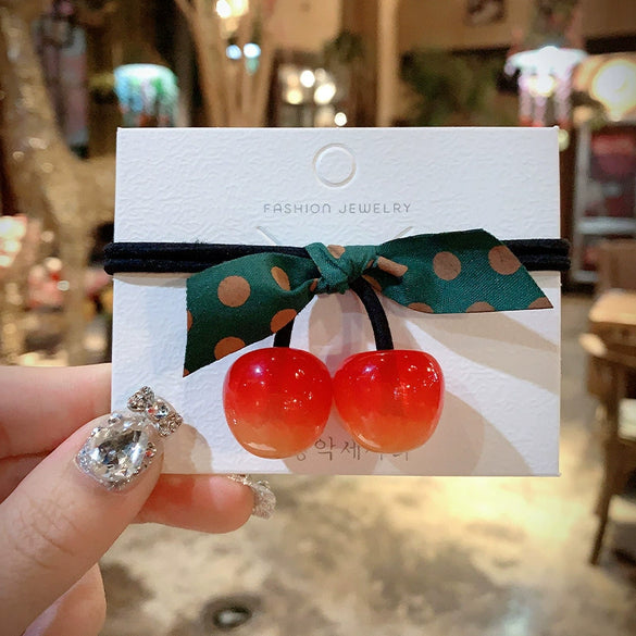 Wholesale Hair Accessories Hair Band Hair Rope For Female Mixed Material Handmade Cherry Style High Elasticity