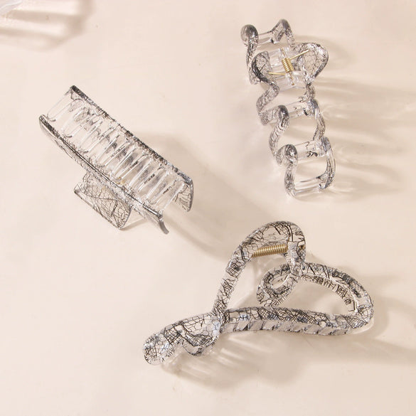 Wholesale Hair Accessories Plastic Resin Large Grasp Shark Clip With Lace Pattern And Printing For Women