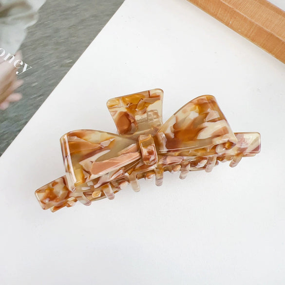 Wholesale Hair Accessories Plastic Resin Retro Handmade Grab Clip Bow Hairpin For Women