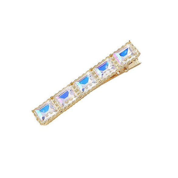 Wholesale Hair Accessories Rhinestone Geometric Handmade Simple Multicolor Hairpin Side Clip For Girls