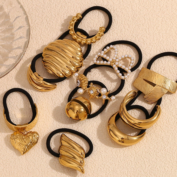 Wholesale Hair Accessories Stainless Steel 18K Gold Plated Cast Vintage Butterfly Wings Hair Rope For Women Electroplated