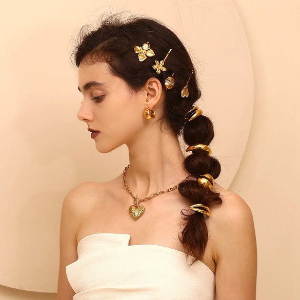Wholesale Hair Accessories Stainless Steel 18K Gold Plated Cast Vintage Butterfly Wings Hair Rope For Women Electroplated