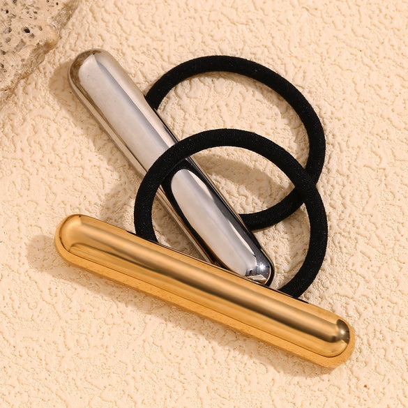 Wholesale Hair Accessories Stainless Steel 18K Gold Plated High Elastic Simple Round Stick Hair Rope Geometric Fashion