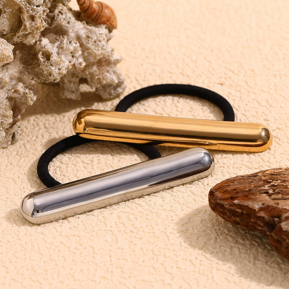 Wholesale Hair Accessories Stainless Steel 18K Gold Plated High Elastic Simple Round Stick Hair Rope Geometric Fashion