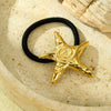 Wholesale Hair Accessories Stainless Steel Retro Ins Style Bow Geometric Starfish Hair Ring With 18K Gold Electroplated Hair Rope