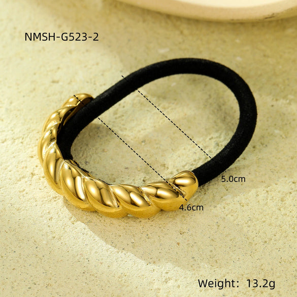 Wholesale Hair Accessories Stainless Steel Retro Ins Style Bow Geometric Starfish Hair Ring With 18K Gold Electroplated Hair Rope