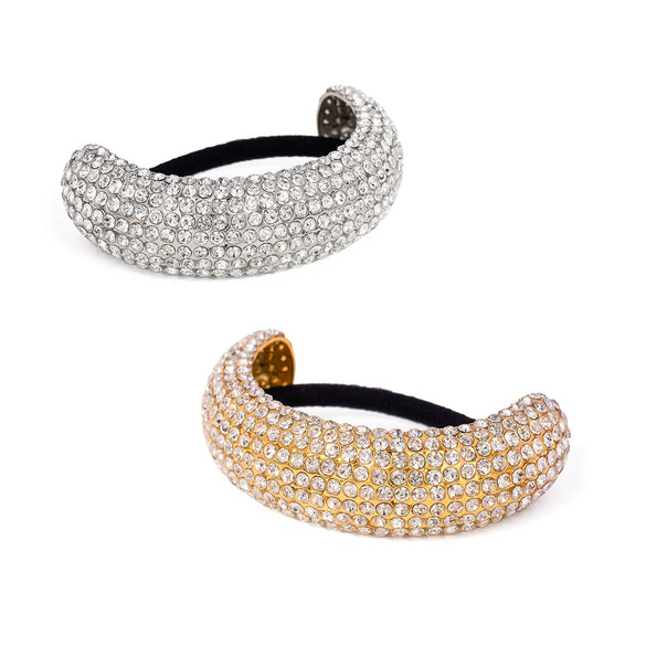 Wholesale Hair Accessories Stainless Steel U Shaped With Full Diamond Electroplated Black Rubber Band Light Luxury Design