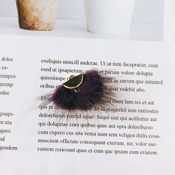 Wholesale Hair Accessories With Hanging Mink Fur Ball Pendant Plush Ball