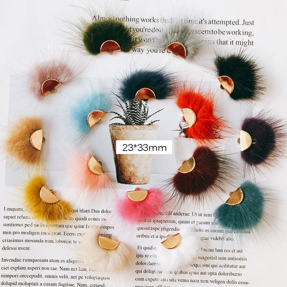 Wholesale Hair Accessories With Hanging Mink Fur Ball Pendant Plush Ball