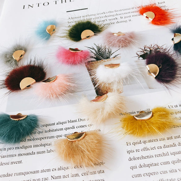 Wholesale Hair Accessories With Hanging Mink Fur Ball Pendant Plush Ball