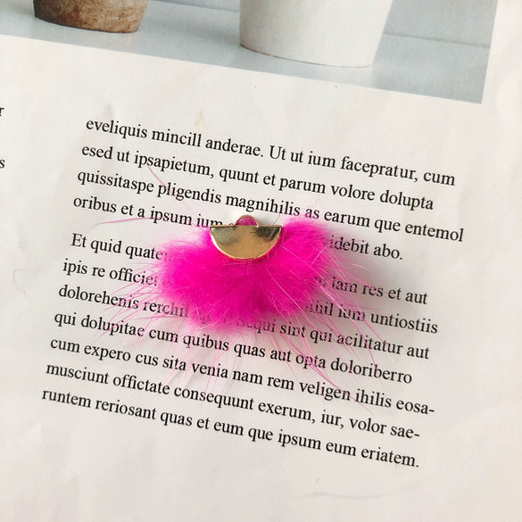 Wholesale Hair Accessories With Hanging Mink Fur Ball Pendant Plush Ball