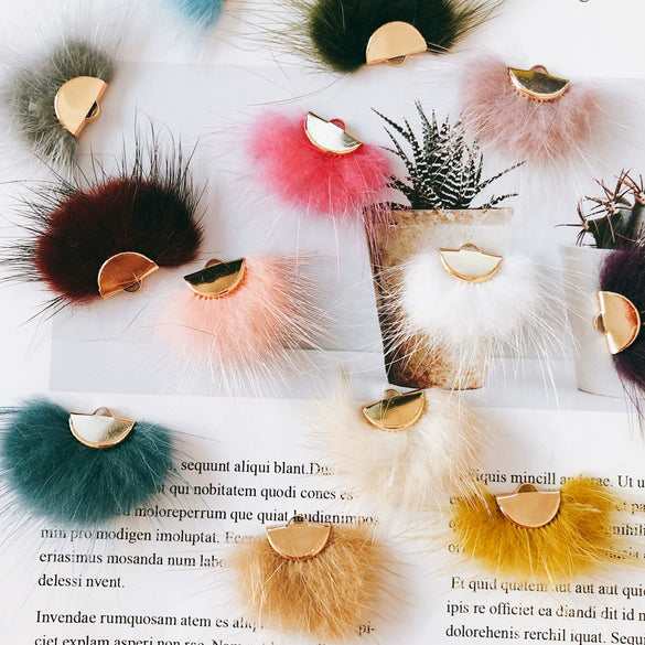 Wholesale Hair Accessories With Hanging Mink Fur Ball Pendant Plush Ball
