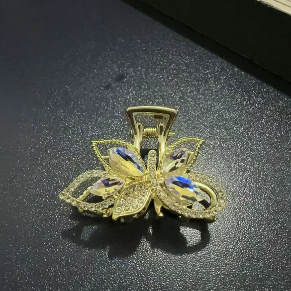 Wholesale Hair Accessories Zinc Alloy Elegant Half Grab Clip With Diamond Inlay For Women