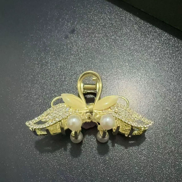 Wholesale Hair Accessories Zinc Alloy Elegant Half Grab Clip With Diamond Inlay For Women