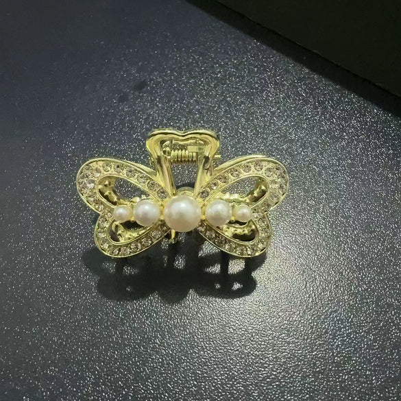 Wholesale Hair Accessories Zinc Alloy Elegant Half Grab Clip With Diamond Inlay For Women