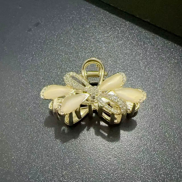 Wholesale Hair Accessories Zinc Alloy Elegant Half Grab Clip With Diamond Inlay For Women
