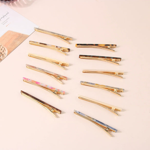 Wholesale Hair Accessory Women's Acetic Acid Duckbill Clip Retro Geometric Electroplated