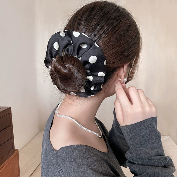 Wholesale Hair Band Satin Polka Dot High Elastic Handmade For Women