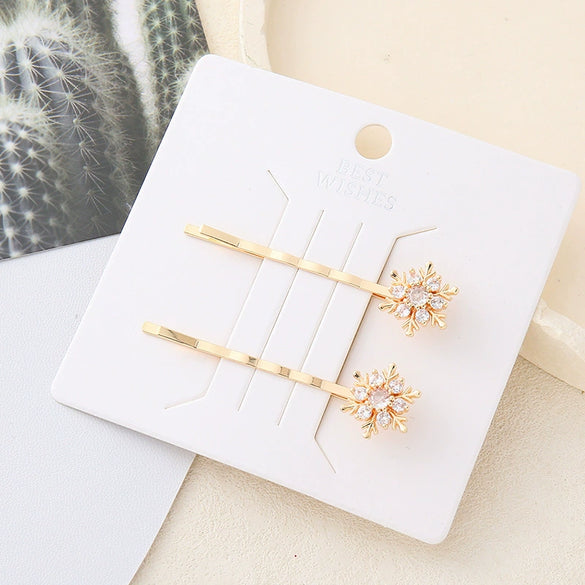 Wholesale Hair Clip With Imitation Pearls And Snowflake Design Electroplated For Women
