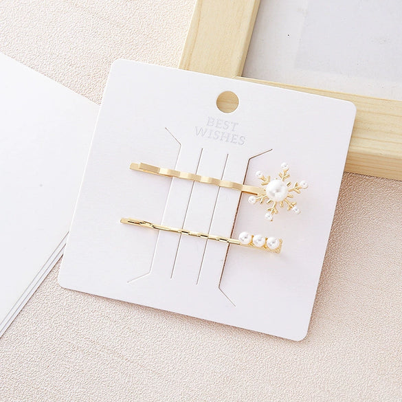 Wholesale Hair Clip With Imitation Pearls And Snowflake Design Electroplated For Women