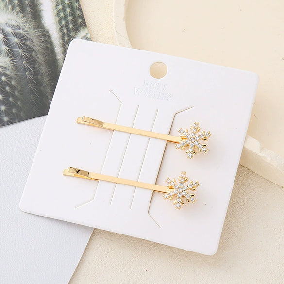 Wholesale Hair Clip With Imitation Pearls And Snowflake Design Electroplated For Women