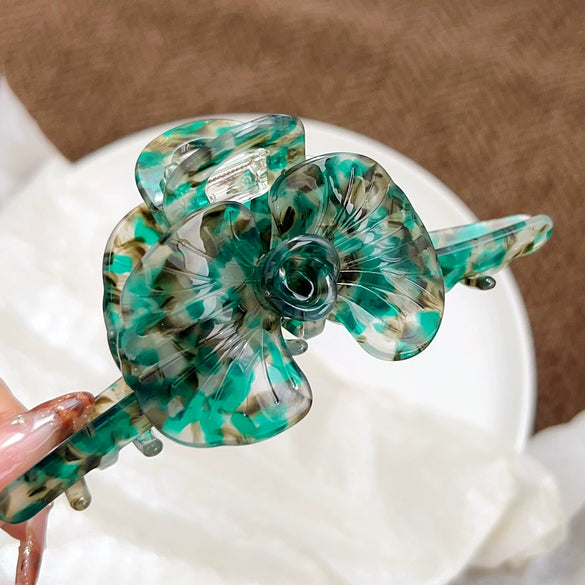 Wholesale Hair Clips Acetic Acid Sweet Plant Flowers Printing Style Twin Flower Ginkgo Leaf Design
