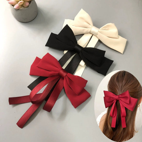 Wholesale Hair Clips Satin Cloth Multi Layer Bow Pure Handmade Hair Accessories For Women
