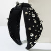 Wholesale Hair Hoop Alloy Retro Geometric Style With Gold Beads And Diamonds Set With Pearls For Women
