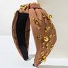 Wholesale Hair Hoop Alloy Retro Geometric Style With Gold Beads And Diamonds Set With Pearls For Women