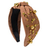 Wholesale Hair Hoop Alloy Retro Geometric Style With Gold Beads And Diamonds Set With Pearls For Women