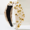 Wholesale Hair Hoop Alloy Retro Geometric Style With Gold Beads And Diamonds Set With Pearls For Women