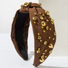 Wholesale Hair Hoop Alloy Retro Geometric Style With Gold Beads And Diamonds Set With Pearls For Women