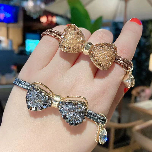 Wholesale Hair Ring And Hair Rope Alloy Rhinestones Retro Bow Handmade
