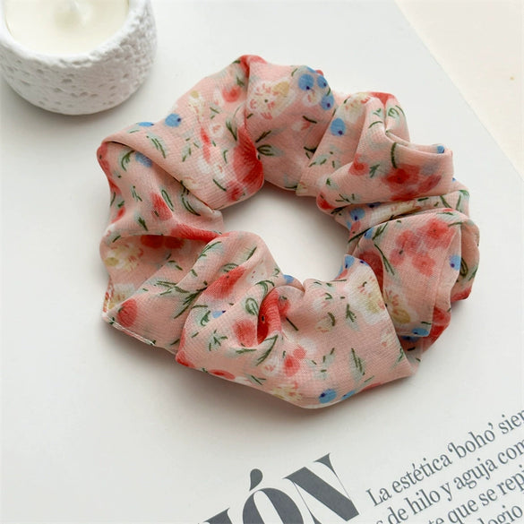 Wholesale Hair Ring Chiffon Fabric Small Floral Fresh Handmade Style For Women