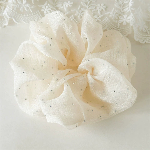 Wholesale Hair Ring Head Rope Head Flower Mixed Materials Handmade Cream Sweet Girl Style With Star Bubble Mesh Shape