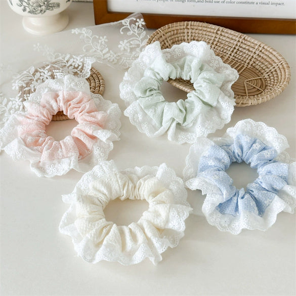 Wholesale Hair Ring Headwear Lace Fabric Handmade Girl Colorful Fresh Small Floral High Elasticity Lovely
