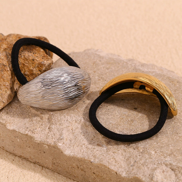 Wholesale Hair Ring Stainless Steel 18K Gold Plated Olive Shell Grain Shape Hair Rope For Women