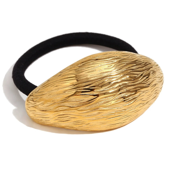Wholesale Hair Ring Stainless Steel 18K Gold Plated Olive Shell Grain Shape Hair Rope For Women