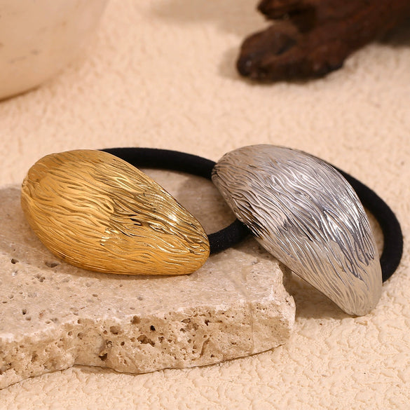 Wholesale Hair Ring Stainless Steel 18K Gold Plated Olive Shell Grain Shape Hair Rope For Women