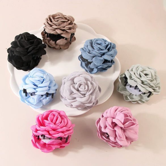 Wholesale Hair Shark Clip Cloth Handmade Fashion Plant Flowers Hair Accessories