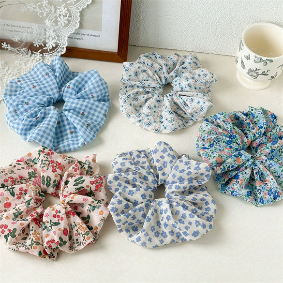 Wholesale Hair Tie For Women Floral Cloth High Elasticity Handmade