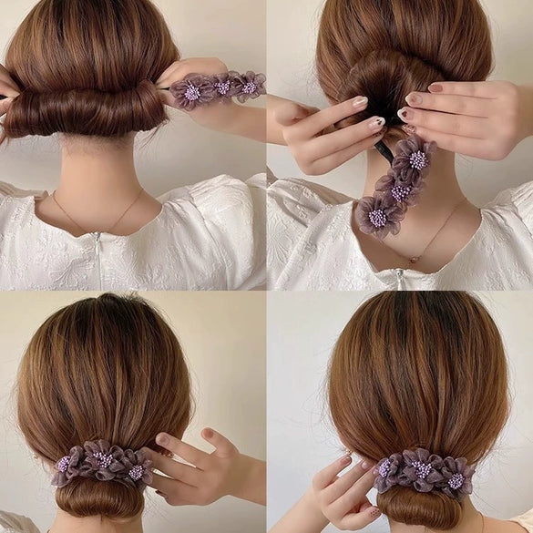 Wholesale Hair Twister Silk Handmade Flower U Shape Design