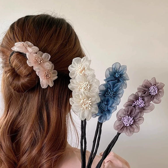 Wholesale Hair Twister Silk Handmade Flower U Shape Design