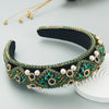 Wholesale Hairband Diamondencrusted Pearl Flannel Retro Heavy Craft For Women