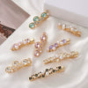 Wholesale Hairpin Alloy Crystal Flower Oval Rhinestone Electroplating Women's Simple Fashionable Duckbill Clip
