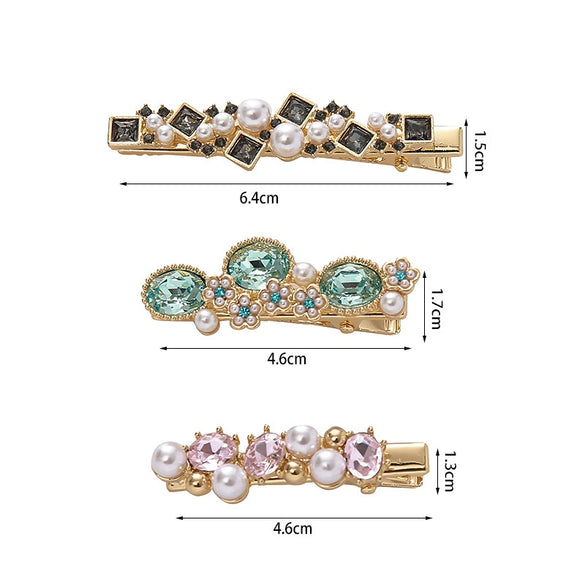 Wholesale Hairpin Alloy Crystal Flower Oval Rhinestone Electroplating Women's Simple Fashionable Duckbill Clip