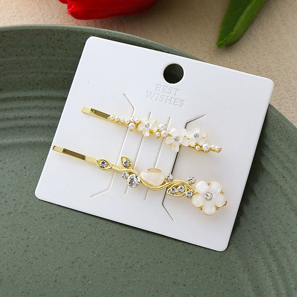 Wholesale Hairpin Alloy Princess Style Handmade Flower Cat Fish Fishtail Rhinestone Cat Eye Pearl Clip