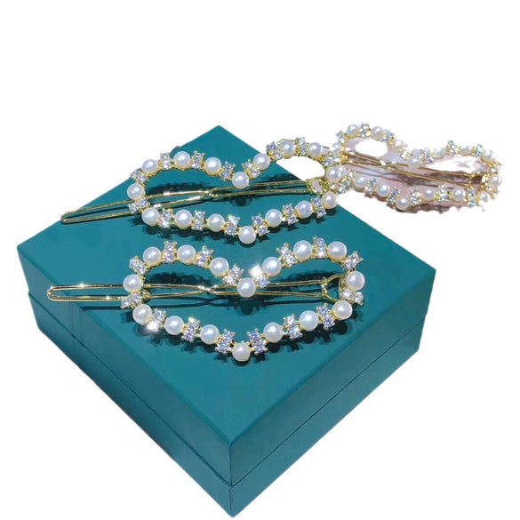 Wholesale Hairpin Copper Natural Freshwater Pearl Heartshaped Headwear Side Clip For Women