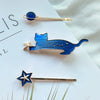 Wholesale Hairpin Copper Zinc Alloy Animals Dripping Oil Style Female Hair Accessories Cat Shiny Starry Sky Side Clip