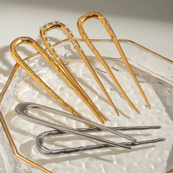 Wholesale Hairpin Stainless Steel 18K Gold Electroplated Geometric Light Luxury Jewelry